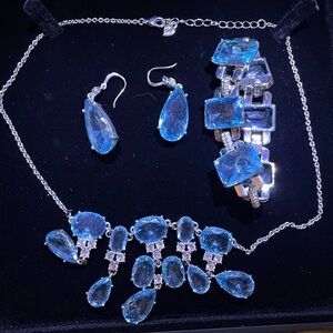 Elegant Silver and Blue Jewelry Set